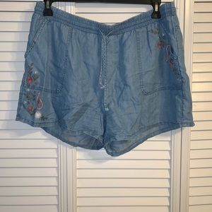Soft jean shorts elastic waist